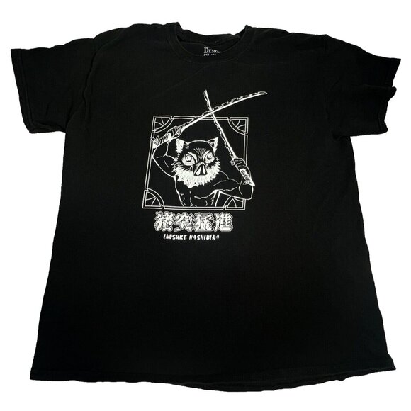 Demon Slayer T-Shirt Mens Large Black Inosuke Hashibira - Picture 1 of 5